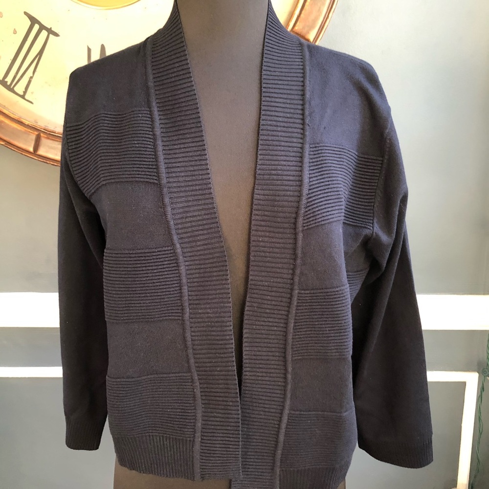 Premise Navy Ribbed Shrug – Lightweight Open Front Cardigan, XL (NWT) - Picture 3 of 6